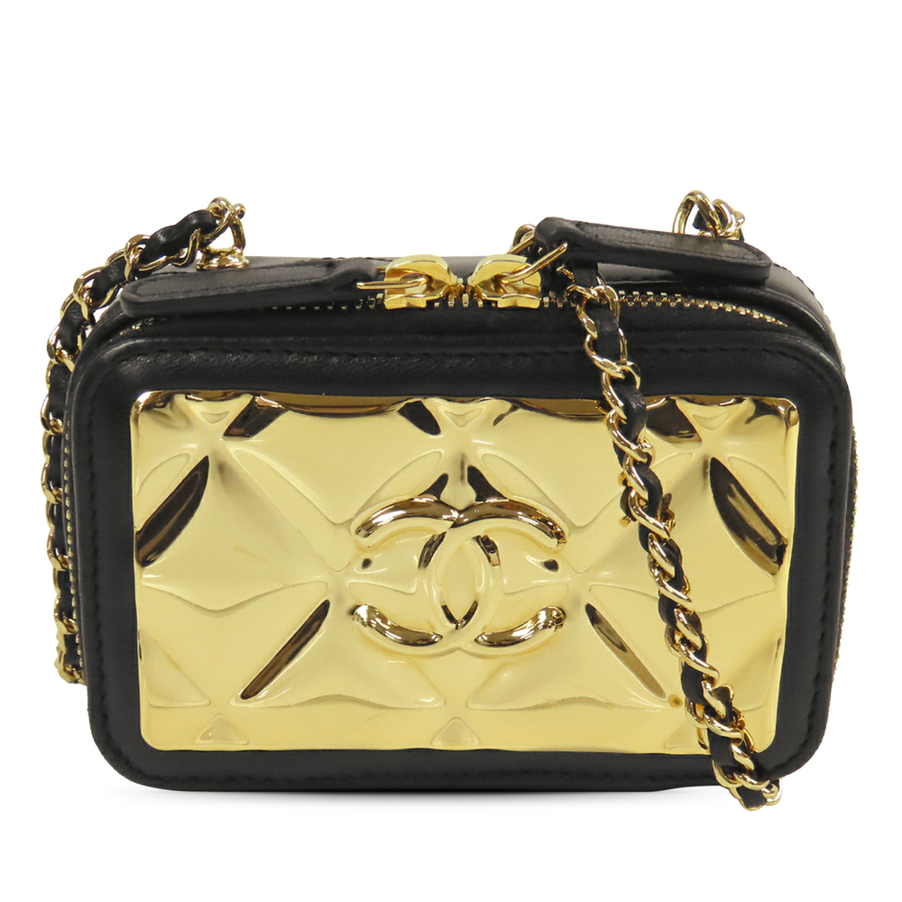 Pre-Loved Chanel Extra Mini CC Quilted Golden Plate Vanity Crossbody